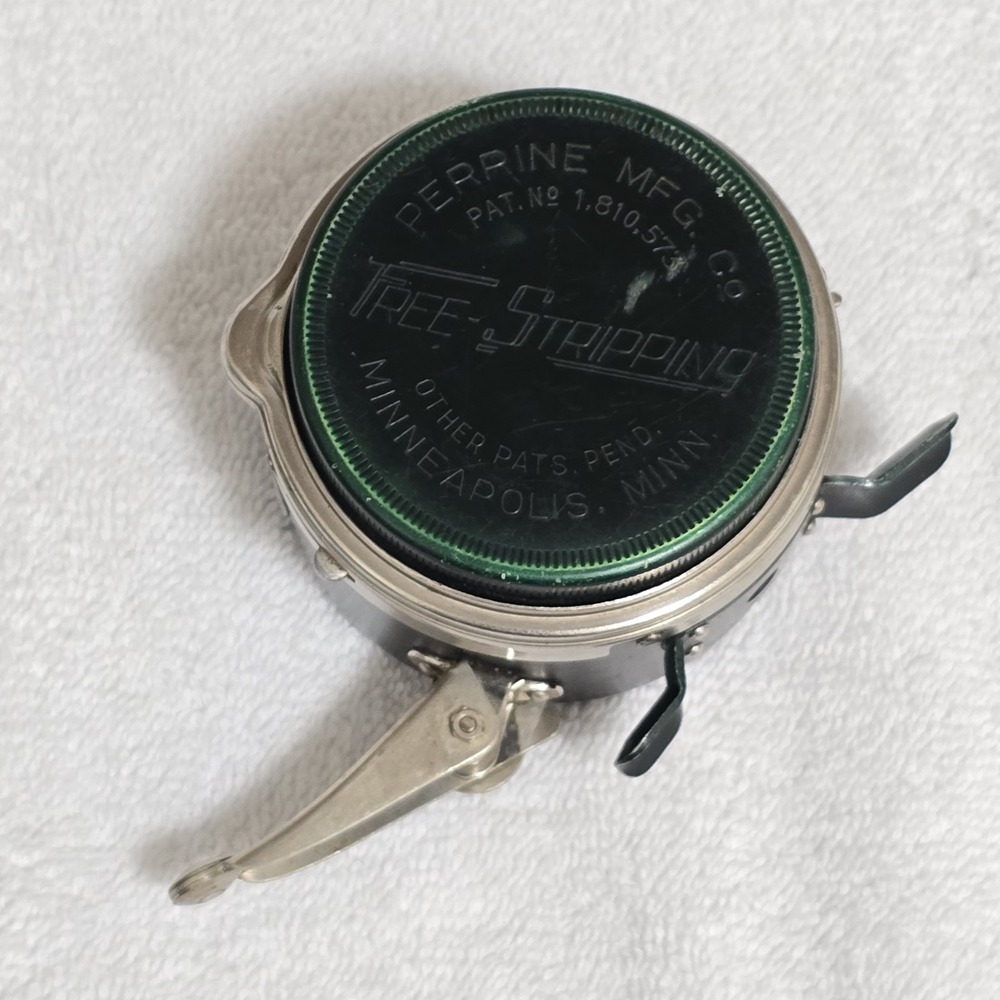 Vintage Fly Fishing Reel Free Stripping No. 87P PERRINE Green‎ USA